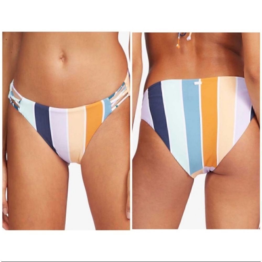 Roxy Beach Classic Full Bikini Bottom stripes medium NWT